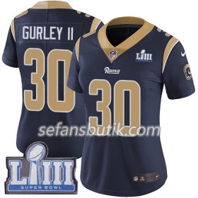Los Angeles Rams Tröjor Todd Gurley II 30 Nike Blå 2019 Super Bowl LIII - Dame